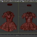 Blue Sailor Style Dress With White Bow Tie Ruffled Sleeves And Pleated Skirt Design