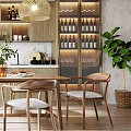 Nordic Dining Table and Chair Combination 3d model
