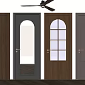 Various Styles of Hinged Doors with Glass Panels Gray Brown Colors and Golden Handles