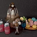 Assorted Desserts With Chocolate Lava Cake Lollipop Treats Colorful Pastries Red Drinks And Blue Cocktail