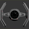 Detailed TIE Fighter 3D Model With Metallic Structure And Spherical Cockpit