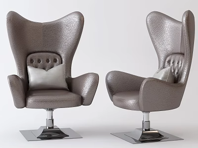 Modern Gray Leather Office Chair With High Back Armrests And Metal Base Design 3d model