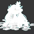 Green Haired Nature Character With Frogs On Lily Pads Spotted Skin