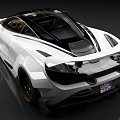 White Supercar With Sleek Aerodynamic Body Black Accents Yellow Interior And Rear Spoiler
