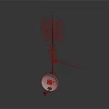 Communication Antenna With Red Logo And Metal Structure On Black Background