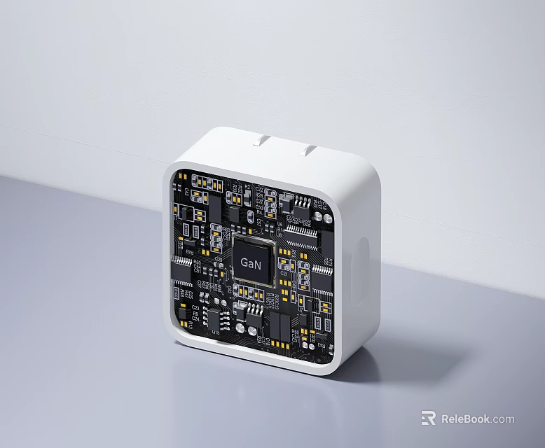 White Cube Digital Device With Internal Circuit Board And CPU Chip Components 3d model 