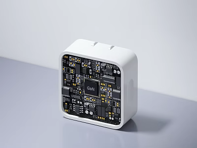 White Cube Digital Device With Internal Circuit Board And CPU Chip Components 3d model