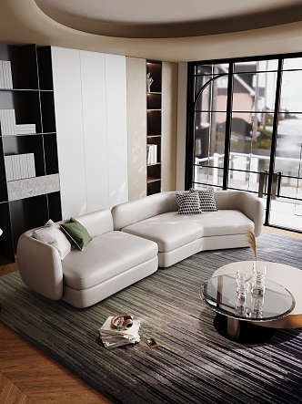 Living room sofa coffee table carpet decoration 3d model