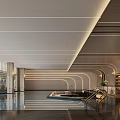 Elegant Modern Swimming Pool With Lounge Area Marble Floors And Glass Windows