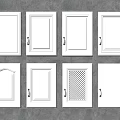 White Kitchen Cabinet Doors With Various Panel Designs And Styles Displayed 3d model
