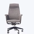 Gray Upholstered High Back Office Chair with Ergonomic Armrests and Swivel Base Wheels