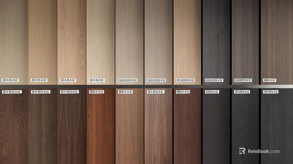 Modern Wood Grain Wall Paneling With Various Color Options For Interior Design 3d model 