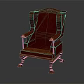 Red Classic Armchair With High Back Upholstered Seat Decorative Armrests And Wooden Legs