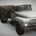 Classic White Truck With Wooden Cargo Bed And Retro Worn Appearance