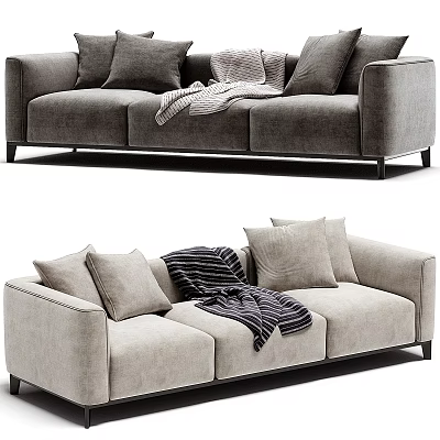 Modern Cozy Sectional Sofa With Decorative Pillows And Soft Throw Blanket 3d model