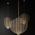 Modern Wire Mesh Chandelier With Multiple Hanging Lamps For Interior Decoration