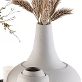 White Ceramic Vases With Dried Plants And Patterned Candles On Black Tray For Home Decor