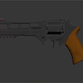 Tactical Revolver With Black Body Orange Grip And Hollowed Metallic Design