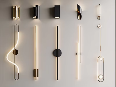 Modern Wall Lamps With Linear And Curved Shapes For Contemporary Interior Lighting 3d model