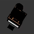 Black Grand Piano With Illuminated Interior And Matching Bench For Home Decor