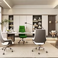 Modern Spacious Executive Office Interior Design With Comfortable Chairs And Custom Storage Cabinets