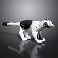 Lego Style Leopard Model With Black White Spots Standing On Dark Background With Reflection