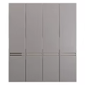Modern Gray Wardrobe With Multiple Doors And Sleek Metal Handles Design