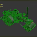 Vintage Functional Steam Roller Vehicle With Green Body Red Wheels And Chimney
