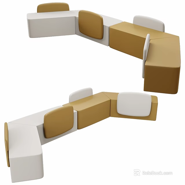 Modern Leisure Chair With White And Brown Upholstery And Curved Design For Living Room 3d model 