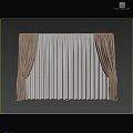 Brown Curtains With White Sheer Layers And Wooden Floor Against Gray Wall