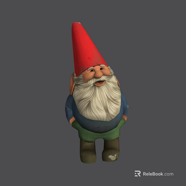 Cute Decorative Figurine With Red Pointed Hat White Long Beard Blue Top And Green Pants 3d model 
