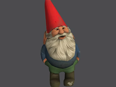 Cute Decorative Figurine With Red Pointed Hat White Long Beard Blue Top And Green Pants 3d model
