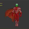 A Muscular Man In Red And White Superhero Costume With Red Cape And Chest Emblem