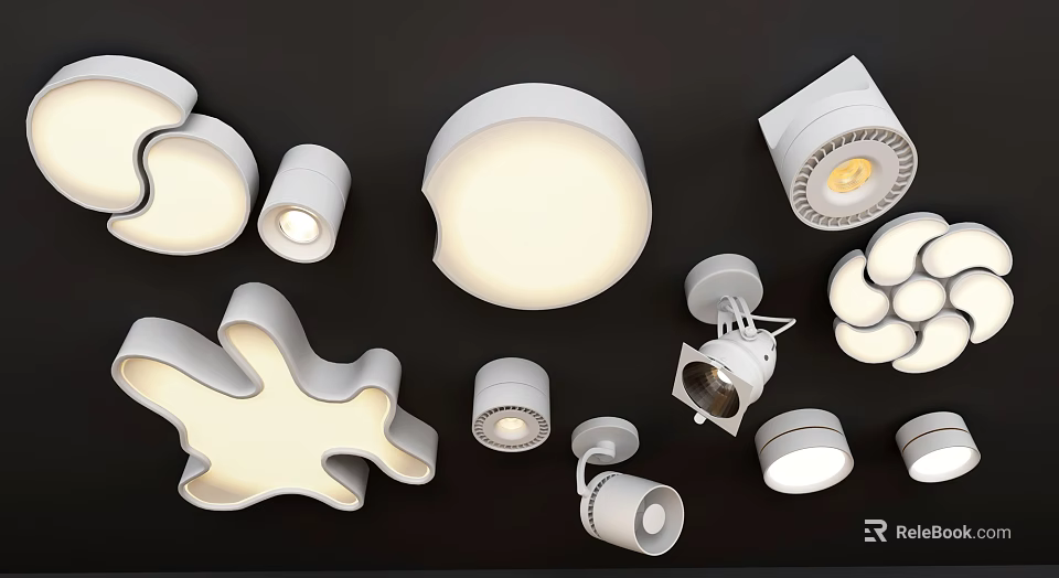 Various Modern Downlights And Spotlights For Home Interior Lighting 3d model
