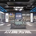 Modern CMKE Clothing Store Interior Featuring Trendy National Style Clothing Displays And Blue Lighting