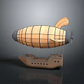 Vintage Aeronautical Airship Design With Wooden Structure Fabric Envelope And Propeller For Space Exploration