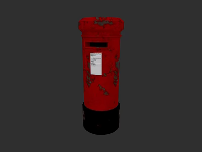 Red Postbox Classic Design With Vintage Style And Attached Label On Dark Background 3d model