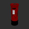 Red Postbox Classic Design With Vintage Style And Attached Label On Dark Background