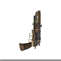 Steampunk Weapon Design Featuring Metal Barrel Mechanical Details And Golden Silver Accents