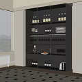 Modern Wine Cabinet With Glass Doors And Shelves For Wine Bottles And Glasses