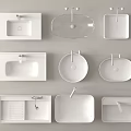 Different Modern Washbasins With Various Shapes And Designs For Interior Use 3d model