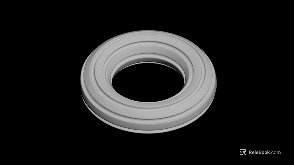 White Circular Rubber Seal Ring With Smooth Surface On Black Background 3d model 