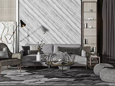 Modern Sofa Coffee Table Combination Double Sofa Coffee Table 3d model