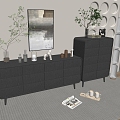 Modern Black Cabinet Whole Cabinet Sideboard Cabinet Balcony Cabinet Storage Cabinet Entrance Cabinet 3d model