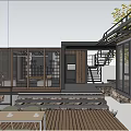 Modern Lakeside Café With Glass Walls Night View Trees And Water Reflection