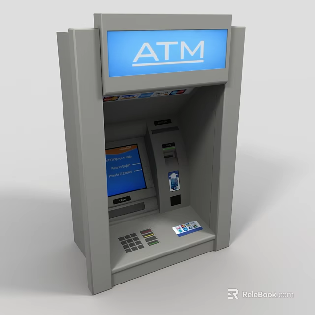 Convenient Public ATM Machine With Digital Display Keypad Card Slot And Receipt Slot 3d model 