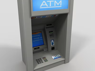 Convenient Public ATM Machine With Digital Display Keypad Card Slot And Receipt Slot 3d model