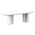 Modern Oval Marble Table with Gray Cylindrical Legs for Living Room Interior