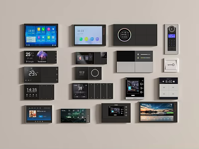 Modern Smart Switch Panels With Digital Display And Various Control Functions For Home 3d model