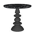 Modern Black Side Table With Marble Top And Layered Round Base 3d model